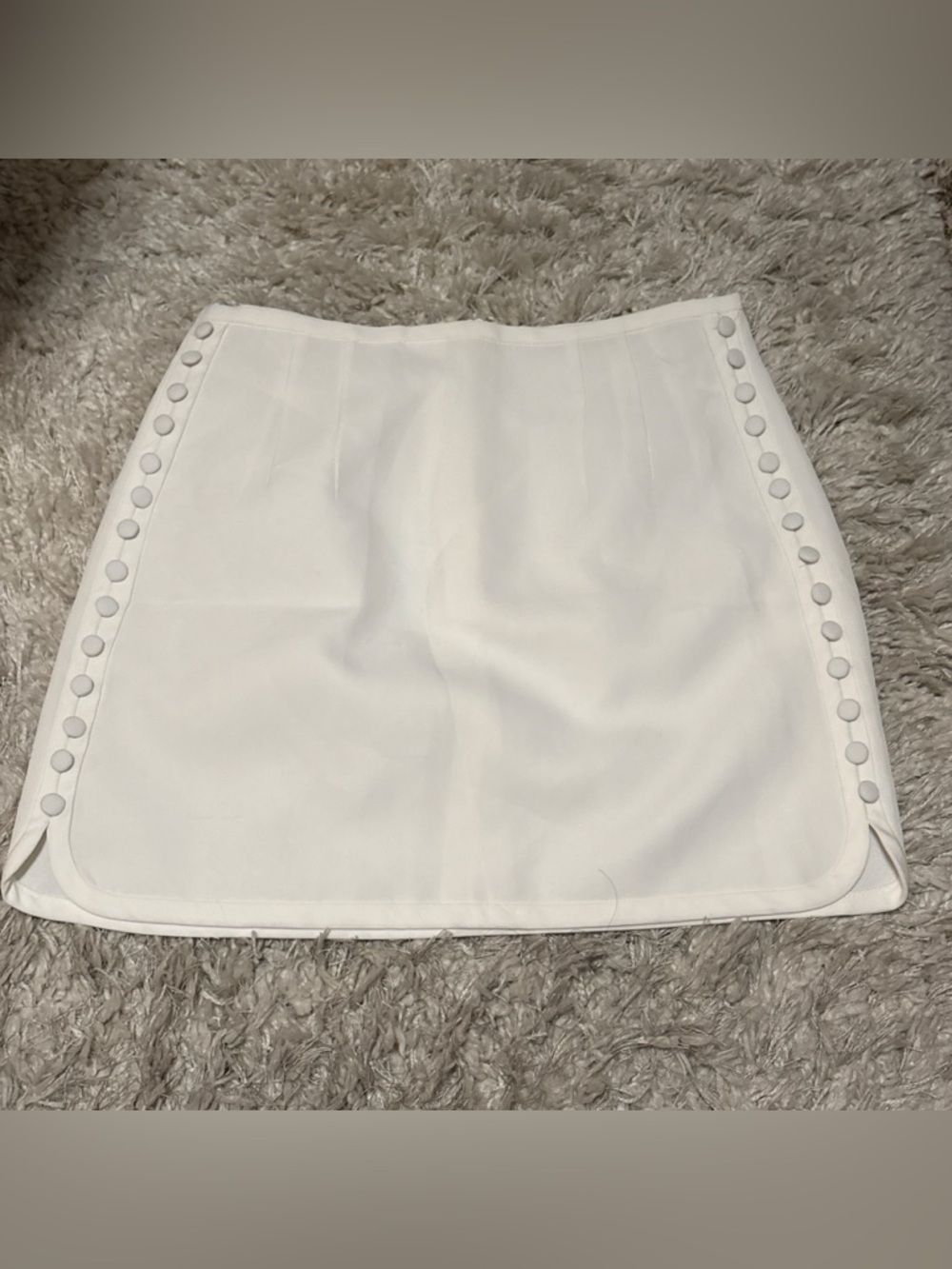 Zara White Mini Skirt with Side Button Trim